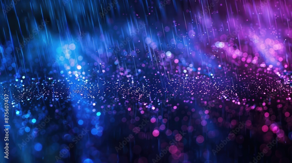 Poster futuristic light streaks in vibrant neon colors flowing through a dark space, creating a mesmerizing