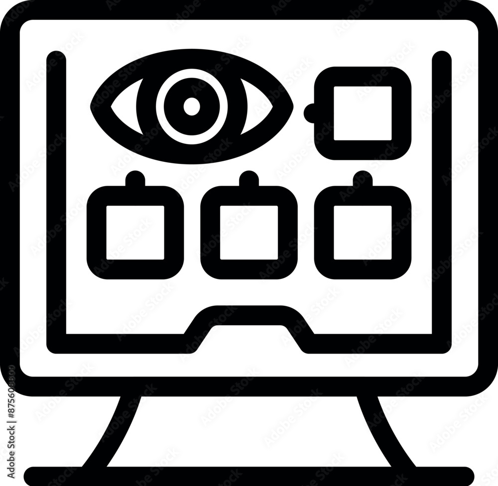 Poster computer program displaying eye test with different optometry charts for online visual acuity examin