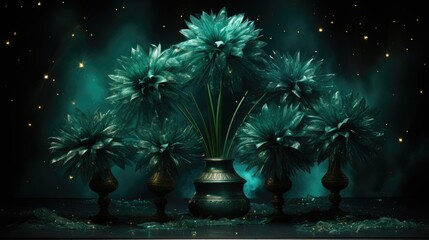 fireworks on a black background with a blue sky and a gold pole i 