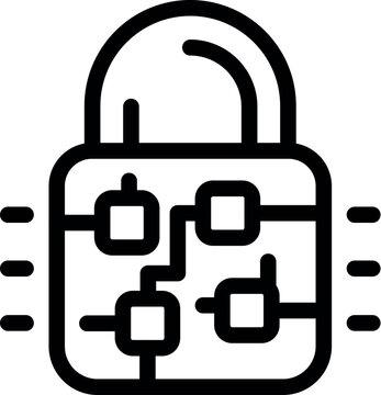 black padlock icon with circuit design clip art preview