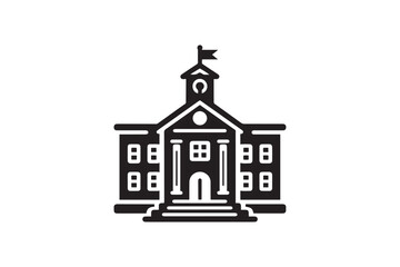 School Building Icon Vector on a White Background
