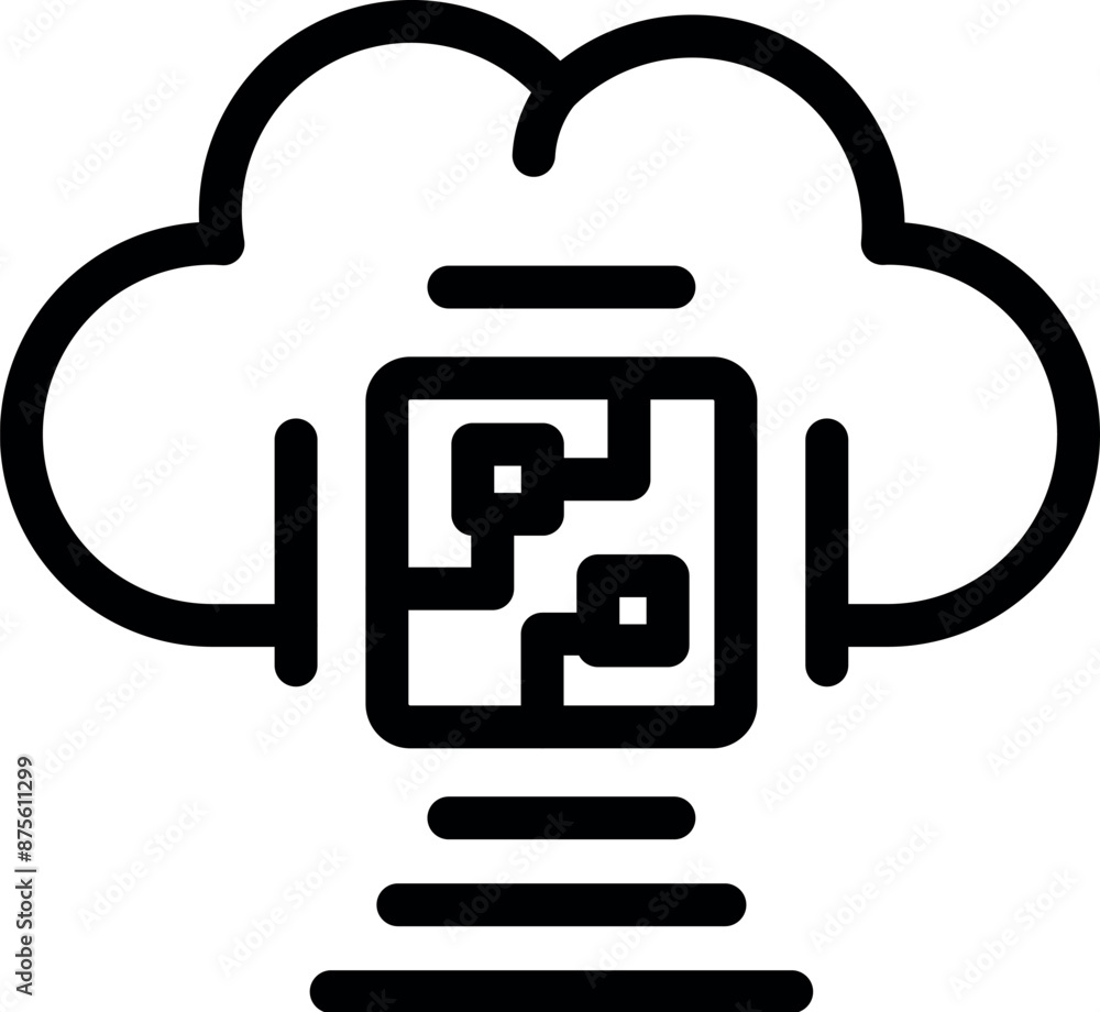 Poster microchip is transferring data to the cloud, representing the concept of cloud computing