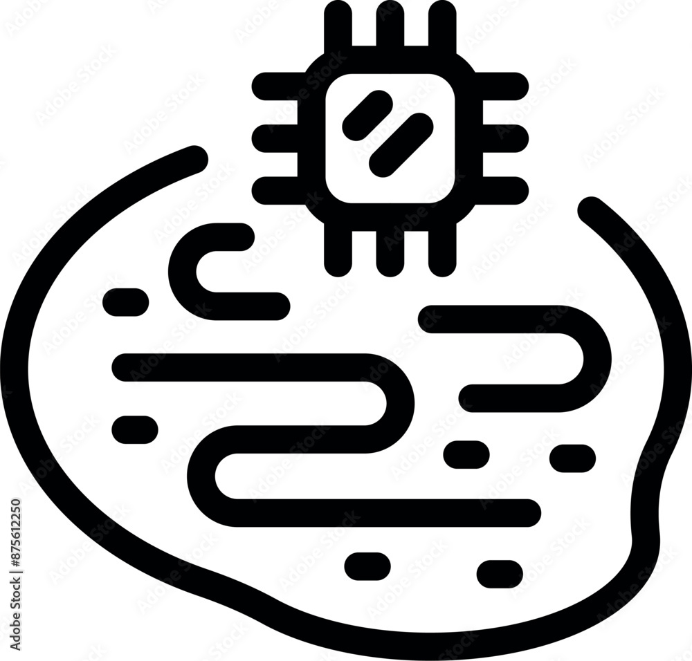 Poster microchip is processing data and generating artificial intelligence, symbolizing the power of techno