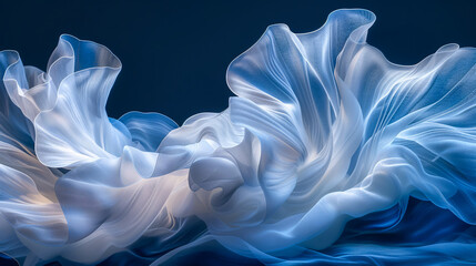 Obraz premium Elegant blue wave abstract design with smooth, flowing, and shiny textures
