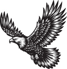 Hand drawn ”flying eagle” silhouette vector art illustration image