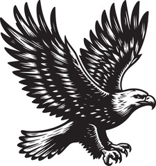 Hand drawn ”flying eagle” silhouette vector art illustration image