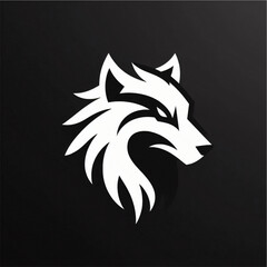 Fototapeta premium Logo silhouette of wolf on black background. eps