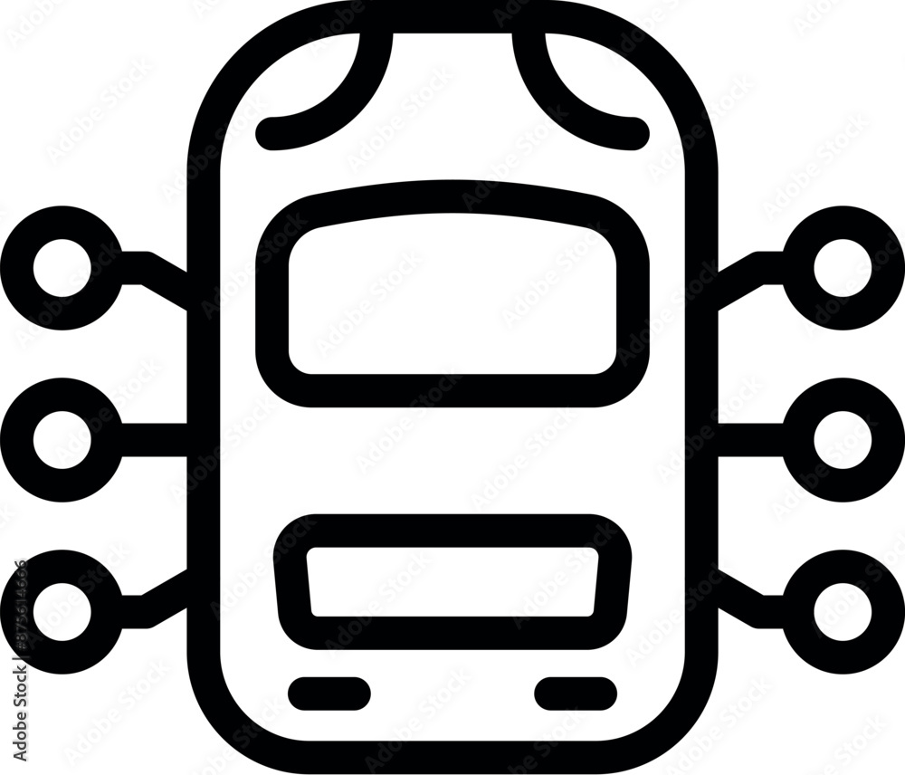 Poster electronic device is connecting with multiple external devices using cables representing concept of 