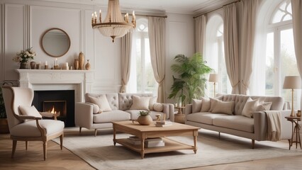 Luxurious living room decor in women's style