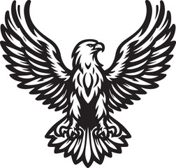Hand drawn ”flying eagle” silhouette vector art illustration image