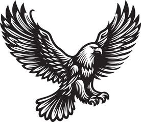 Hand drawn ”flying eagle” silhouette vector art illustration image