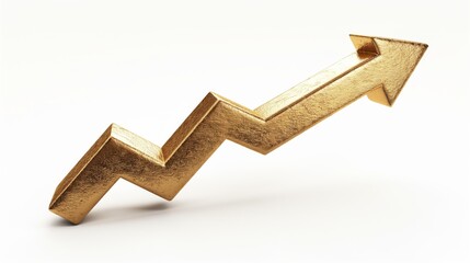 Gold up arrow success isolated on white 3d background
