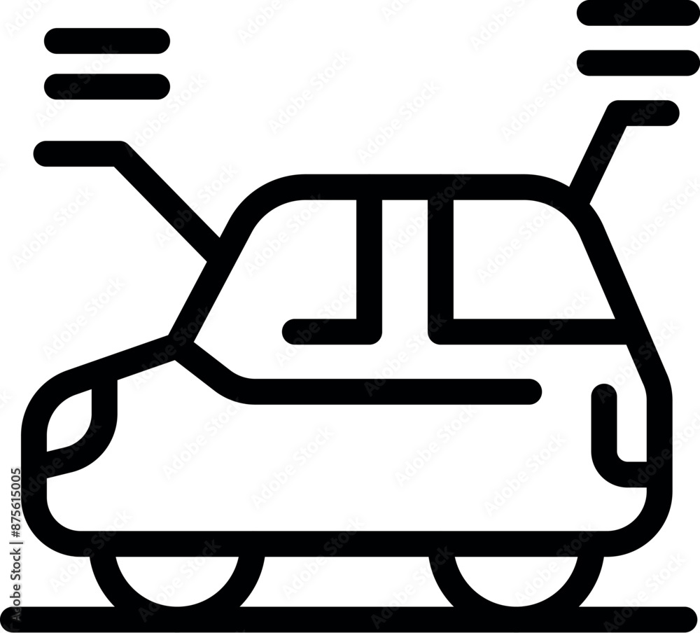 Poster autonomous vehicle driving on a road, using sensors for navigation and collision avoidance
