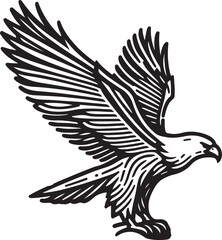 Hand drawn ”flying eagle” silhouette vector art illustration image