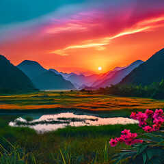 Obraz premium sunset in the mountains