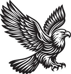 Hand drawn ”flying eagle” silhouette vector art illustration image