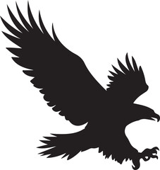 Hand drawn ”flying eagle” silhouette vector art illustration image