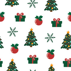Beautiful Christmas doodle seamless pattern, hand drawn pattern, great for Christmas textiles, banners, wrappers, wallpapers - vector surface. Christmas elements.