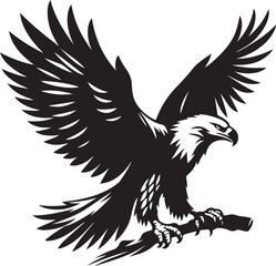 Hand drawn ”flying eagle” silhouette vector art illustration image