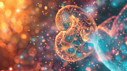 3D illustration of Vitamin B9 hologram for healthy pregnancy promotion