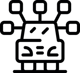 Line icon of a self driving vehicle using a sensor system to navigate
