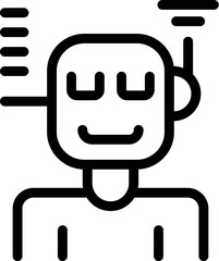 Simple line icon of a robot receiving data and waving