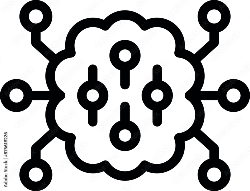 Poster digital brain is processing data, representing the concept of artificial intelligence