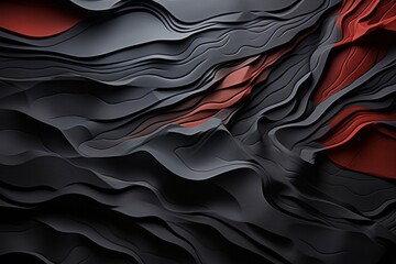 Obraz premium abstract black and red waves on a black background