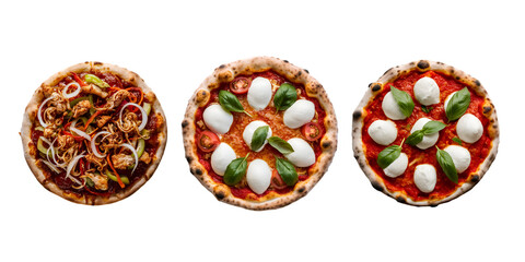 Set of the best Pizza isolated on transparent background.