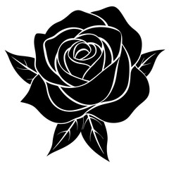 Rose Vector Silhouette Image with White Background - Vector Illustration Tutorial