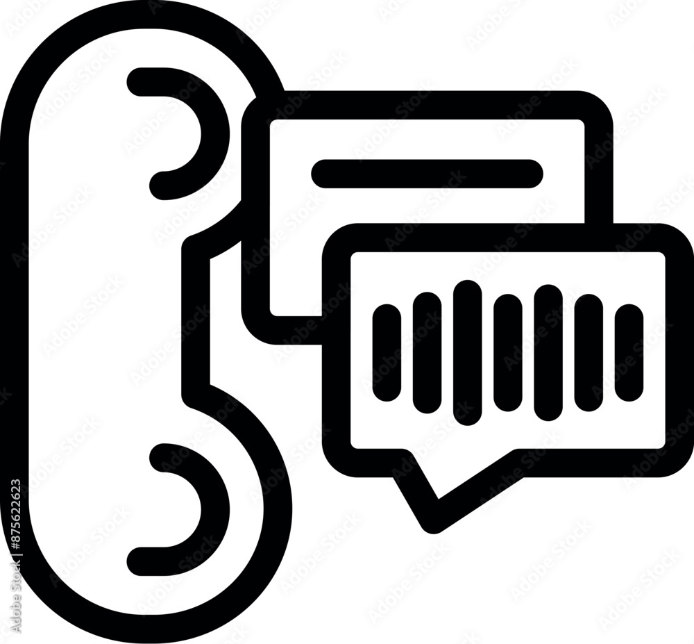 Poster simple phone icon sending a voice message with a soundwave symbol