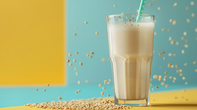 Sesame milk with a kerob isolated on colorful background