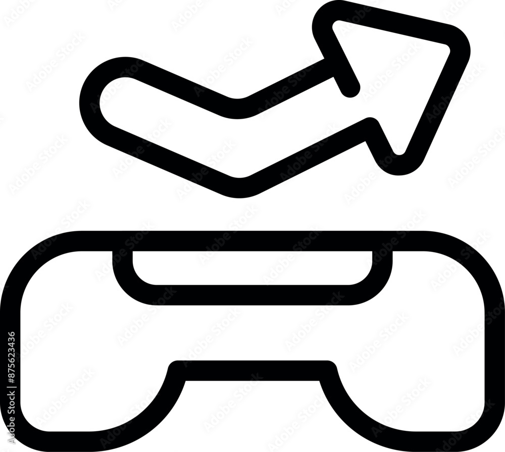 Poster line art icon of a gamepad with an arrow pointing up from the center, representing the concept of im