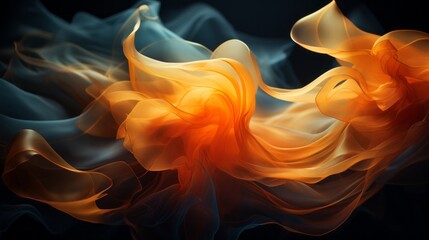 Obraz premium an abstract image of orange and blue smoke on a black background
