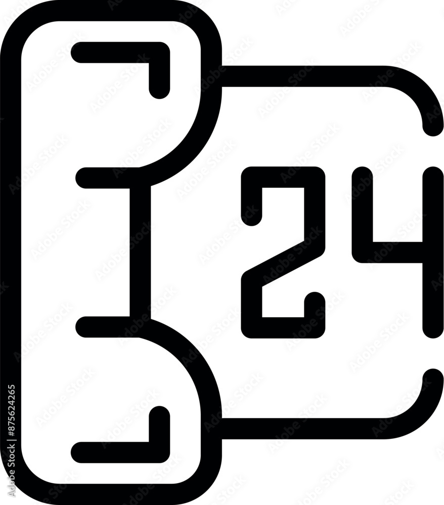 Poster clock showing twenty four hours open presenting continuous service availability concept