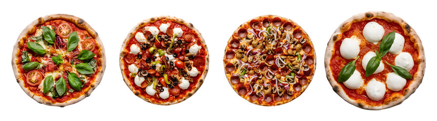 Set of the best Pizza isolated on transparent background.