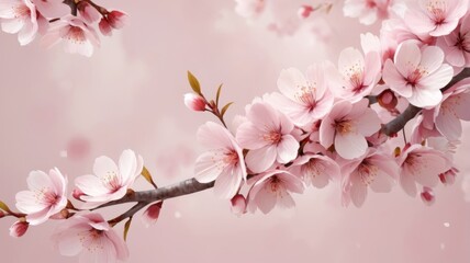 a floral background with watercolor sakura flowers, emphasizing the natural grace and beauty of cherry blossoms in a soft and artistic style