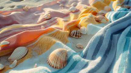 sea shells and starfish on the beach