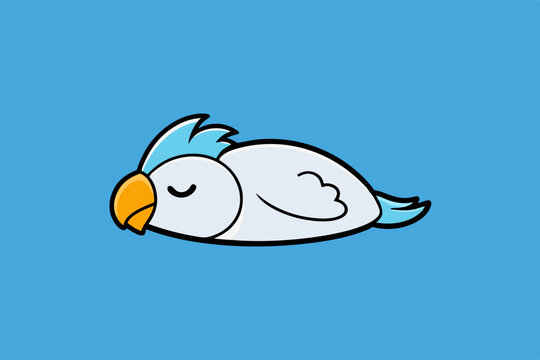 sleeping white bird with blue and orange clip art preview