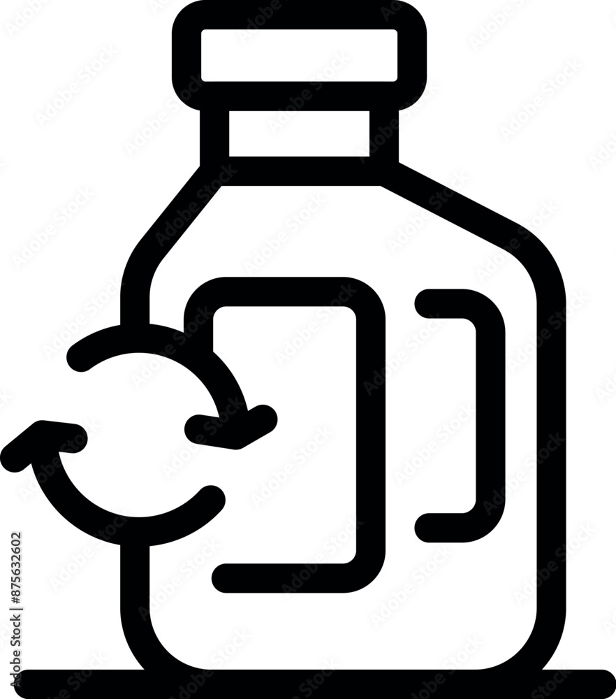 Poster outline of a recycling bottle is showing a reusable container for ecology
