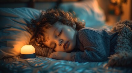 A child asleep in a cozy bed