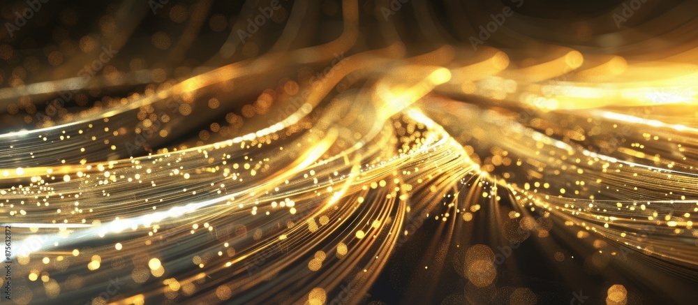 Poster vibrant golden light waves and sparkles create a mesmerizing abstract background perfect for digital