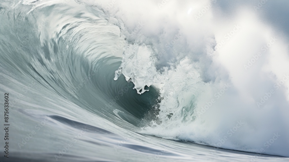 Poster a close-up view of a wave's foamy texture, capturing the intricate details and mesmerizing patterns 