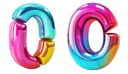 0 number 3D letter colorful