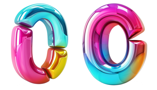 0 number 3D letter colorful