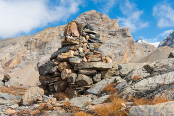 stone stack in the Himalayas. 