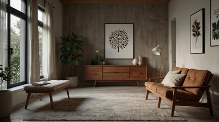 Large living room in industrial style