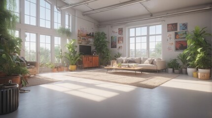 Fototapeta premium Large living room in vintage style, minimalist grey