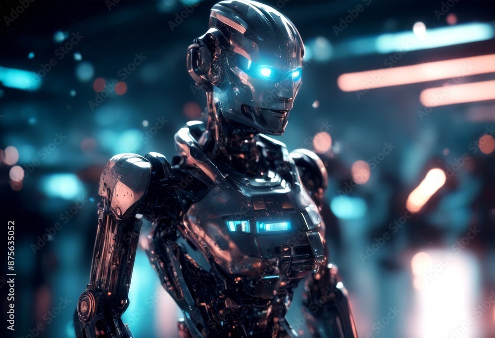 Poster cyber metaverse game futuristic future robot 3d virtual digital background space nft technology robo