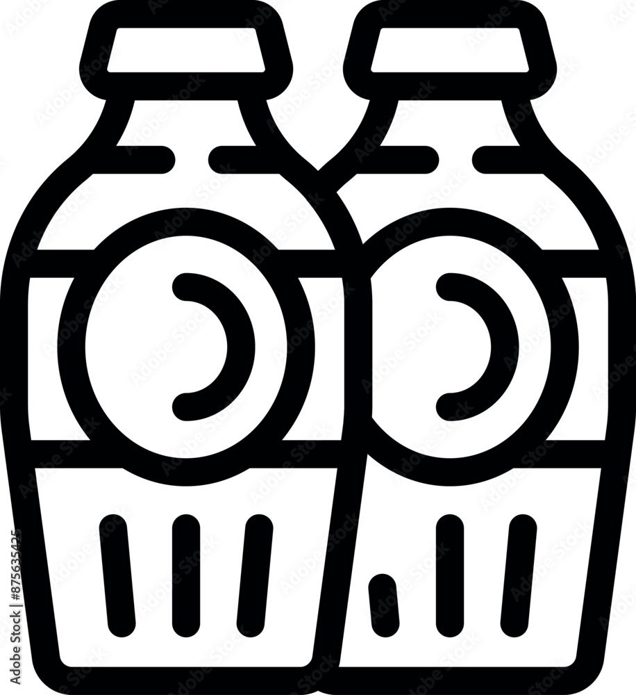 Aufkleber simple icon of two bottles of juice with a round label, isolated on a white background